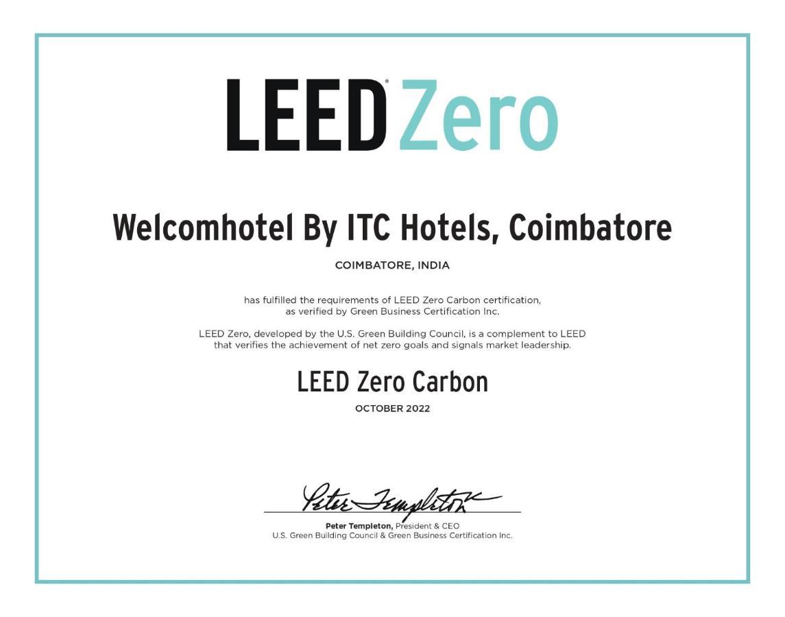 Welcomhotel By Itc Hotels, Racecourse, Coimbatore Exterior foto LEED Zero Certificate